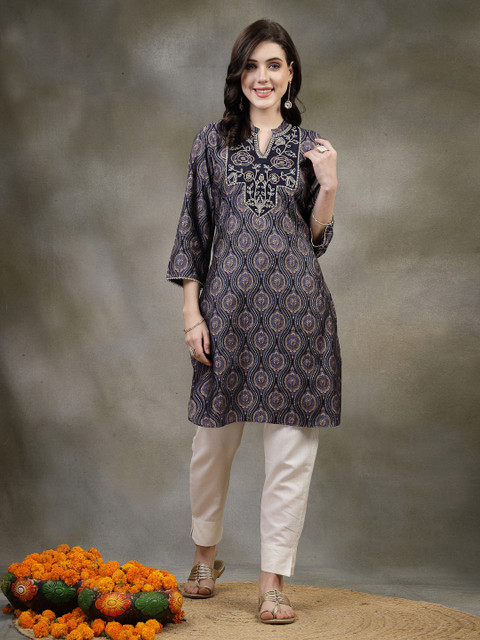 Nayam By Lakshita Floral Embroidered Modal Kurti