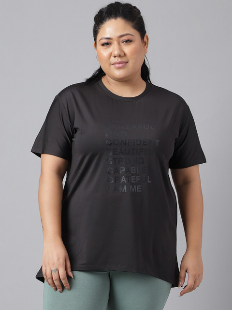 MKH Plus Size Typography Printed Drop Shoulder Sleeves Dri-FIT Relaxed Fit Sports T-shirt