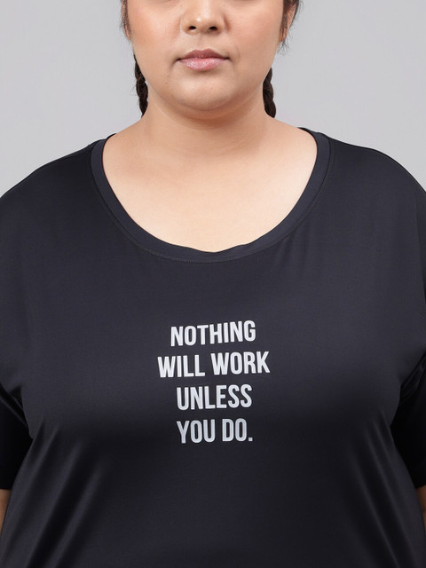 MKH Plus Size Relaxed Fit Typography Printed Round Neck Short Sleeve Dri-FIT T-shirt - Image 2