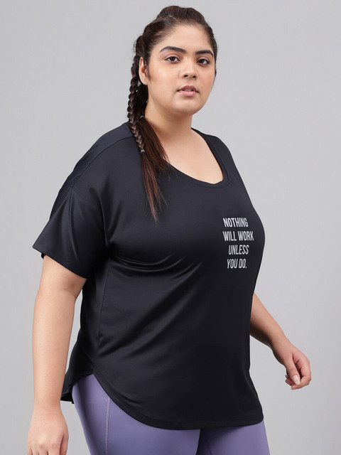 MKH Plus Size Relaxed Fit Typography Printed Round Neck Short Sleeve Dri-FIT T-shirt - Image 3