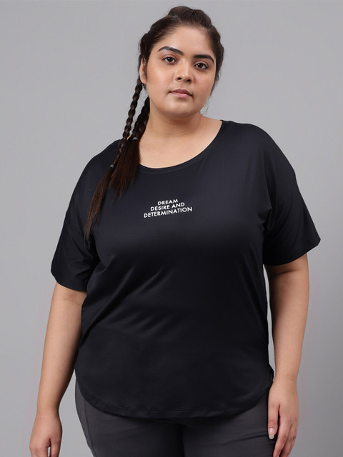 MKH Plus Size Typography Printed Relaxed Fit Dri-FIT Sports T-shirt