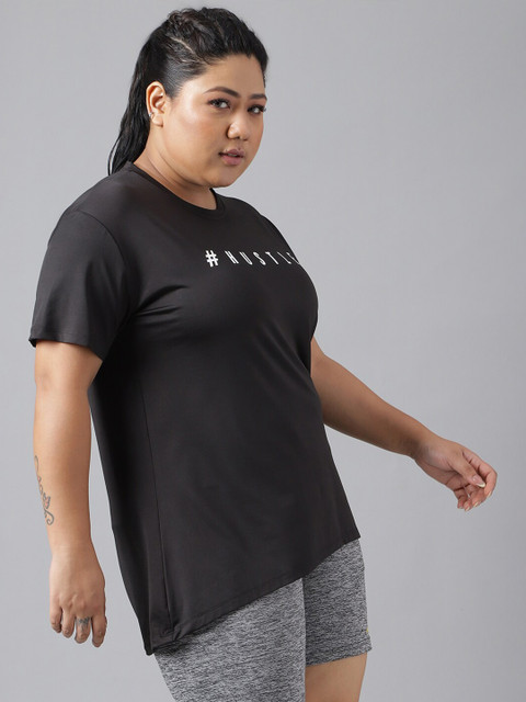 MKH Plus Size Typography Printed Dri-FIT Relaxed Fit Drop-Shoulder Sleeves Sports T-shirt - Image 3