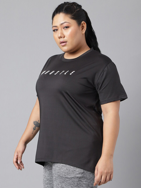 MKH Plus Size Typography Printed Dri-FIT Relaxed Fit Drop-Shoulder Sleeves Sports T-shirt - Image 4