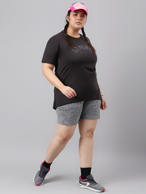 MKH Plus Size Typography Printed Drop-Shoulder Sleeves Relaxed Dri-Fit T-shirt - Image 6