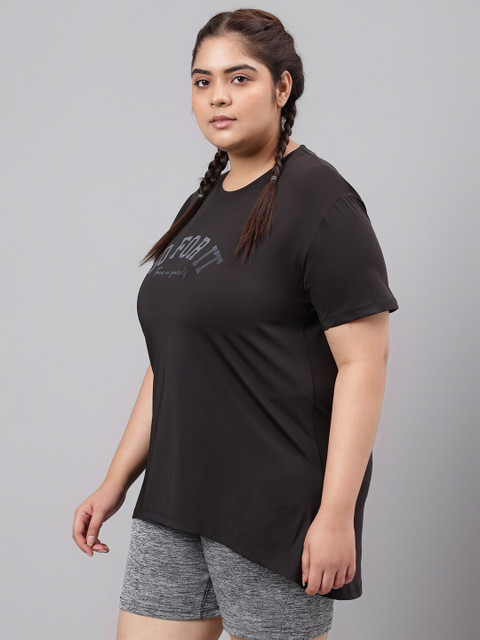 MKH Plus Size Typography Printed Drop-Shoulder Sleeves Relaxed Dri-Fit T-shirt - Image 4