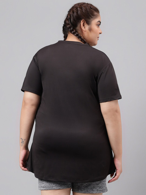 MKH Plus Size Typography Printed Drop-Shoulder Sleeves Relaxed Dri-Fit T-shirt - Image 5