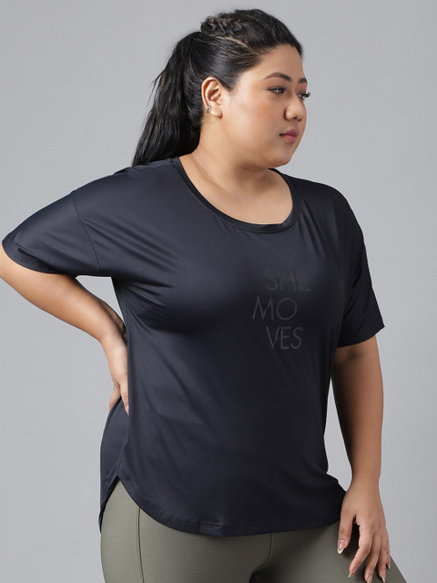 MKH Plus Size Typography Printed Relaxed Fit Dri-FIT T-shirt - Image 3