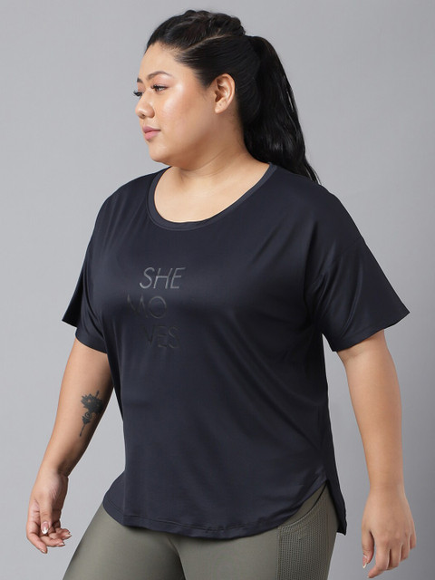 MKH Plus Size Typography Printed Relaxed Fit Dri-FIT T-shirt - Image 4