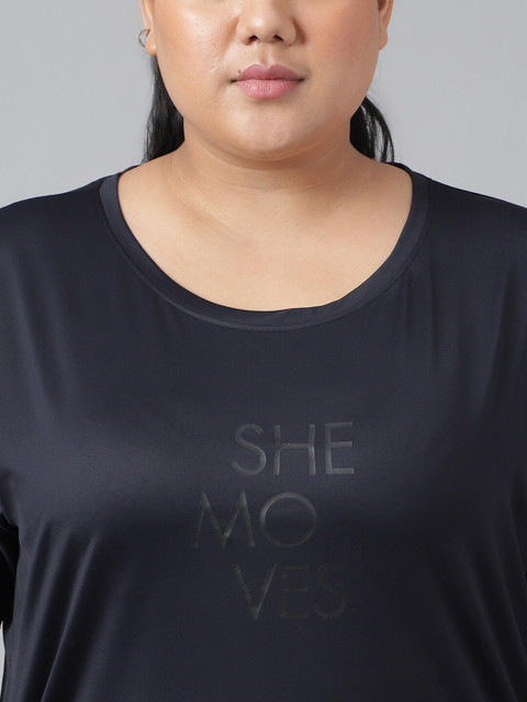 MKH Plus Size Typography Printed Relaxed Fit Dri-FIT T-shirt - Image 2