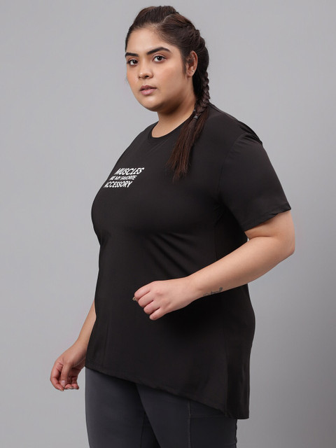 MKH Plus Size Typography Printed Relaxed Fit Dri-FIT T-shirt - Image 4