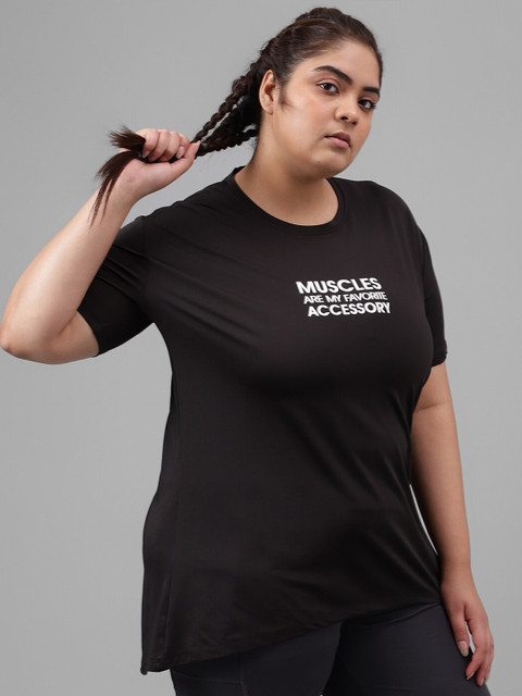 MKH Plus Size Typography Printed Relaxed Fit Dri-FIT T-shirt - Image 3