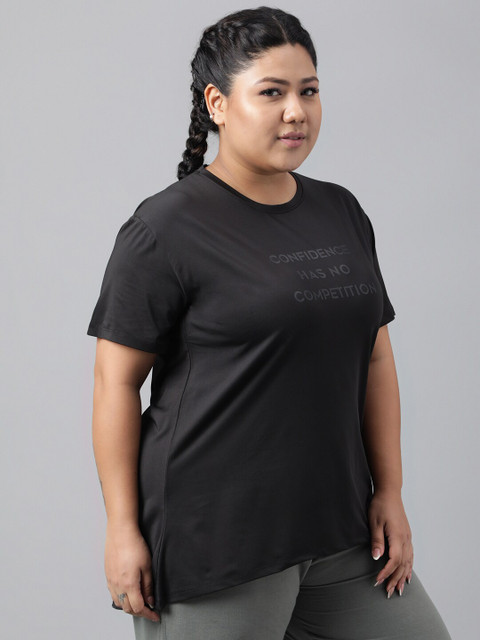 MKH Women Plus Size Typography Printed Dri-FIT Relaxed Fit T-shirt - Image 3