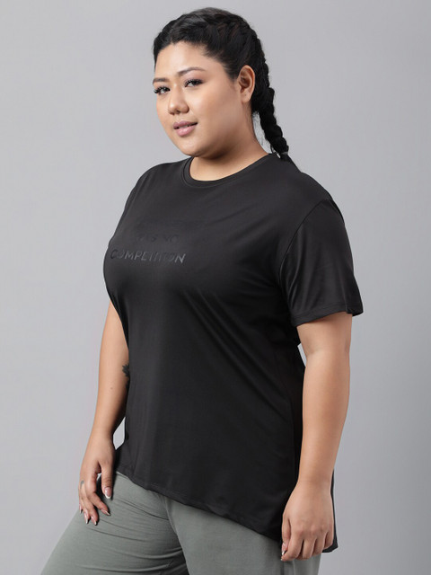 MKH Women Plus Size Typography Printed Dri-FIT Relaxed Fit T-shirt - Image 4