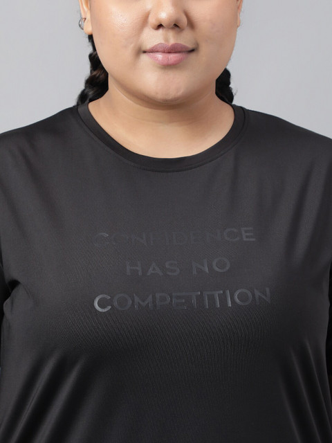 MKH Women Plus Size Typography Printed Dri-FIT Relaxed Fit T-shirt - Image 2