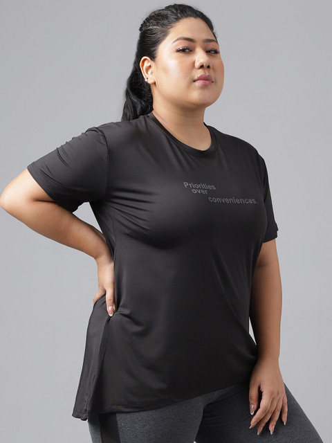 MKH Plus Size Typography Printed Relaxed Fit Dri-FIT T-shirt - Image 3