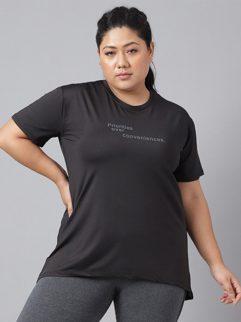 MKH Plus Size Typography Printed Relaxed Fit Dri-FIT T-shirt