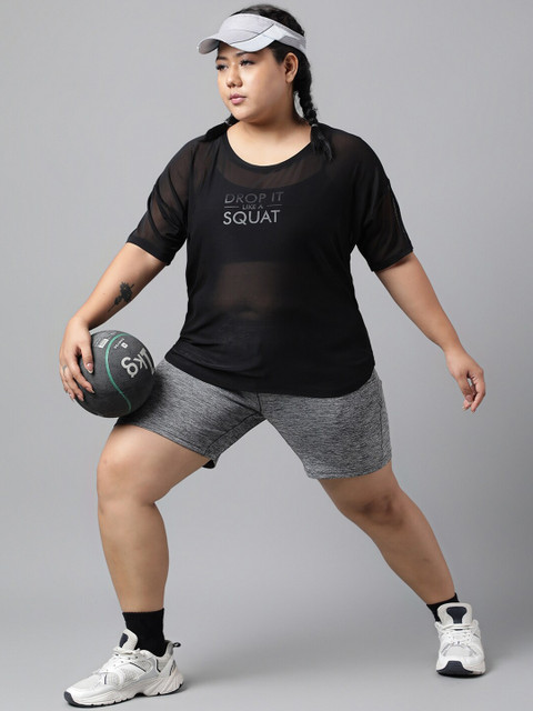 MKH Plus Size Typography Printed Drop Shoulder Sleeves Relaxed Fit Dri-FIT Sports T-Shirt - Image 6