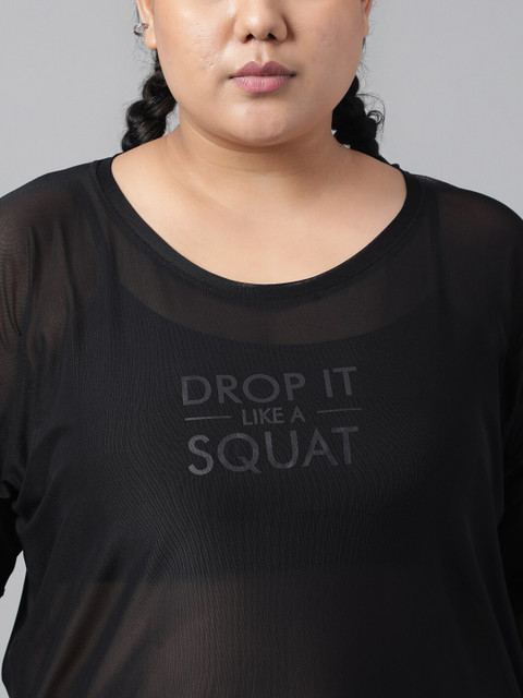 MKH Plus Size Typography Printed Drop Shoulder Sleeves Relaxed Fit Dri-FIT Sports T-Shirt - Image 2