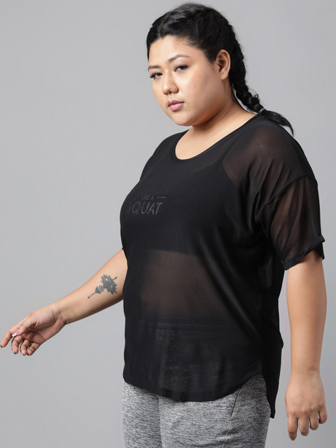 MKH Plus Size Typography Printed Drop Shoulder Sleeves Relaxed Fit Dri-FIT Sports T-Shirt - Image 4