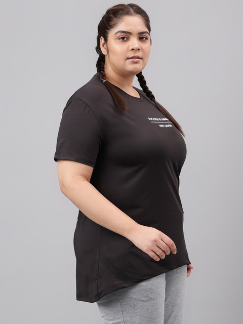 MKH Typography Printed Plus Size Drop Shoulder Sleeves Relaxed Fit Dri-FIT Sports T-shirt - Image 3