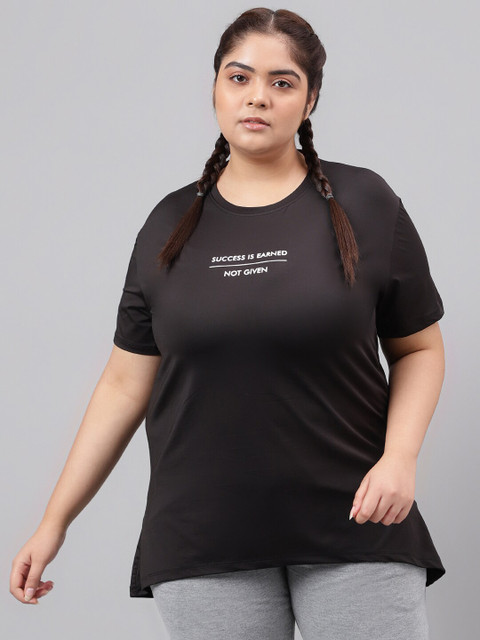 MKH Typography Printed Plus Size Drop Shoulder Sleeves Relaxed Fit Dri-FIT Sports T-shirt