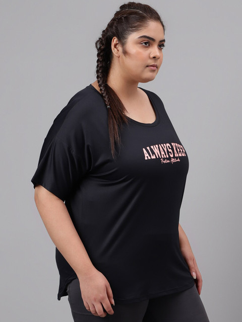 MKH Plus Size Typography Printed Relaxed Fit Dri FIT T-shirt - Image 3
