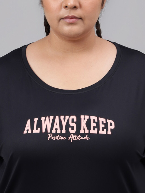 MKH Plus Size Typography Printed Relaxed Fit Dri FIT T-shirt - Image 2