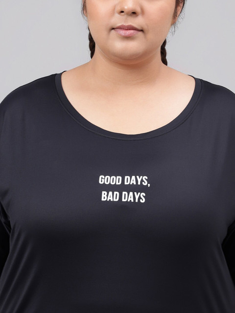 MKH Plus Size Typography Printed Drop Shoulder Sleeves Dri-FIT Relaxed Fit Sports T-shirt - Image 2