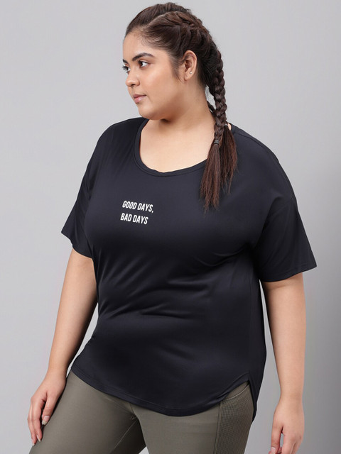 MKH Plus Size Typography Printed Drop Shoulder Sleeves Dri-FIT Relaxed Fit Sports T-shirt - Image 4
