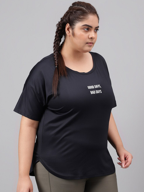 MKH Plus Size Typography Printed Drop Shoulder Sleeves Dri-FIT Relaxed Fit Sports T-shirt - Image 3