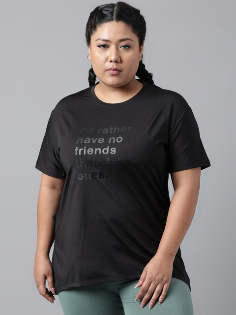 MKH Typography Printed Plus Size Drop Shoulder Sleeves Relaxed Fit Dri-FIT Sports T-shirt