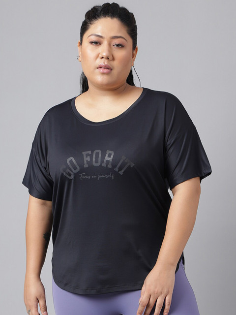 MKH Plus Size Relaxed Fit Typography Printed Round Neck Short Sleeve Dri-FIT T-shirt