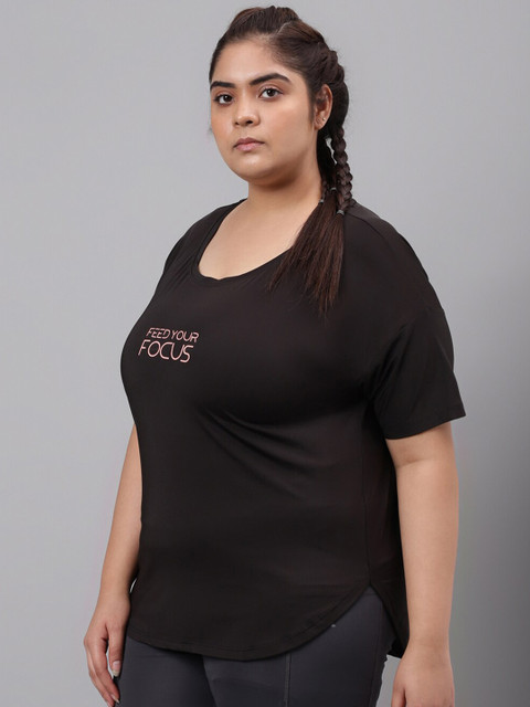 MKH Plus Size Typography Printed Drop Shoulder Sleeves Dri-FIT Relaxed Fit Sports T-shirt - Image 4