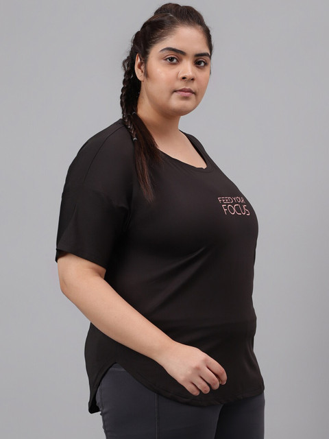 MKH Plus Size Typography Printed Drop Shoulder Sleeves Dri-FIT Relaxed Fit Sports T-shirt - Image 3