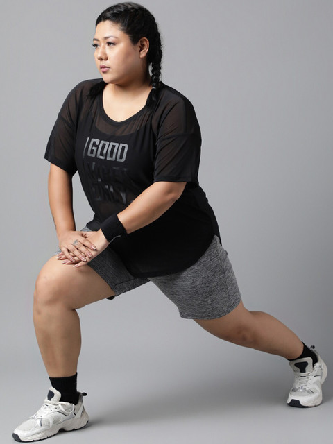 MKH Plus Size Typography Printed Drop-Shoulder Sleeves Dri-FIT Relaxed Fit Sports T-shirt - Image 6