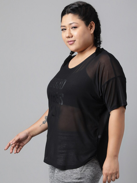 MKH Plus Size Typography Printed Drop-Shoulder Sleeves Dri-FIT Relaxed Fit Sports T-shirt - Image 4