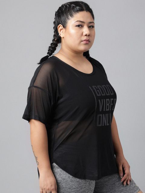 MKH Plus Size Typography Printed Drop-Shoulder Sleeves Dri-FIT Relaxed Fit Sports T-shirt - Image 3