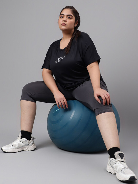 MKH Plus Size Typography Printed Drop-Shoulder Sleeves Dri-FIT Relaxed Fit Sports T-shirt - Image 6