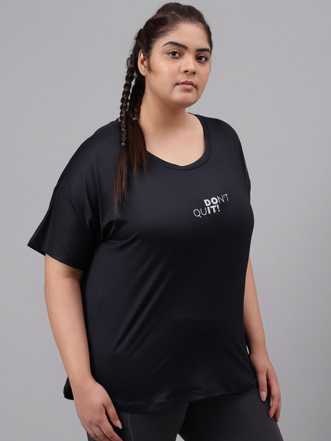 MKH Plus Size Typography Printed Drop-Shoulder Sleeves Dri-FIT Relaxed Fit Sports T-shirt - Image 3