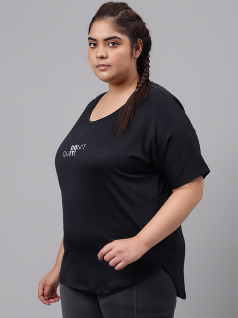 MKH Plus Size Typography Printed Drop-Shoulder Sleeves Dri-FIT Relaxed Fit Sports T-shirt - Image 4