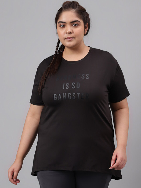 MKH Plus Size Typography Printed Drop Shoulder Sleeves Dri FIT Relaxed Fit Sports T-shirt