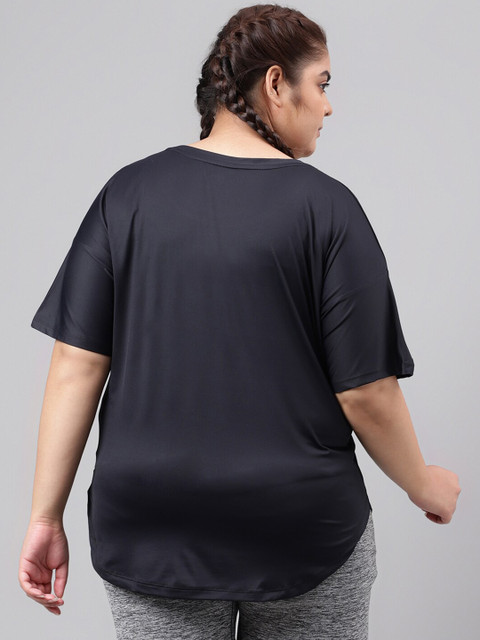 MKH Women Plus Size Typography Printed Drop shoulder Sleeves Dri-FIT Relaxed Fit T-shirt - Image 5