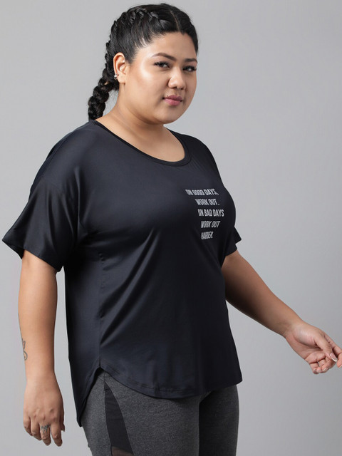 MKH Plus Size Typography Printed Relaxed Fit Dri FIT T-shirt - Image 3