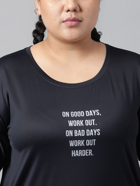 MKH Plus Size Typography Printed Relaxed Fit Dri FIT T-shirt - Image 2