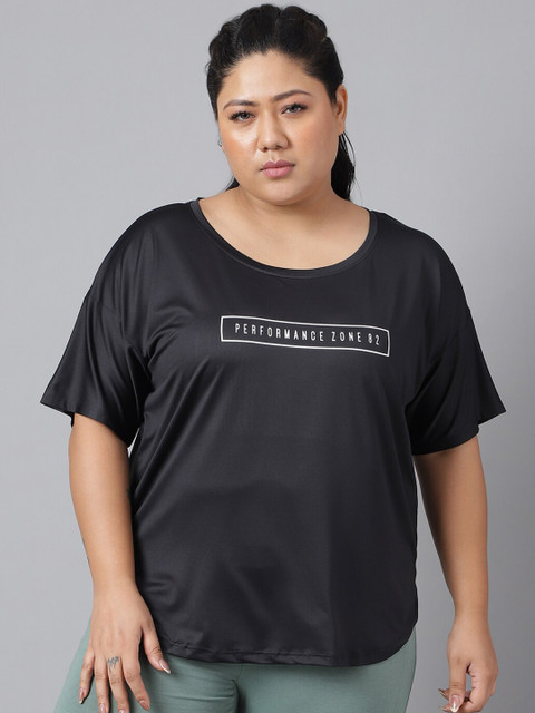 MKH Plus Size Relaxed Fit Typography Printed Dri-FIT Technology Sports T-shirt