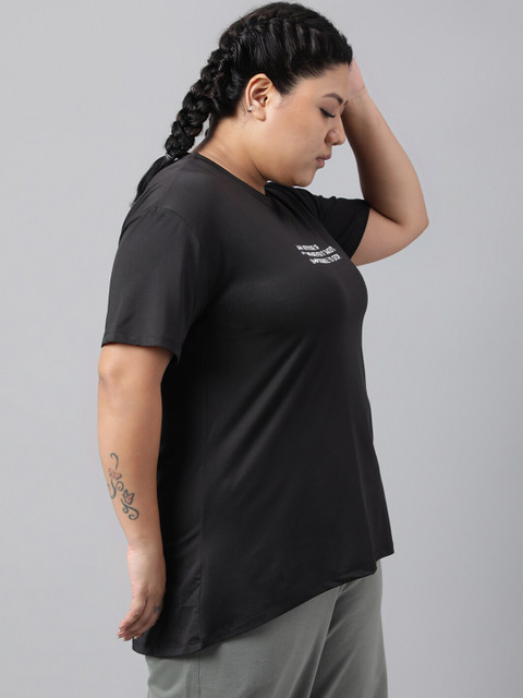 MKH Plus Size Typography Printed Relaxed Fit Dri-FIT T-shirt - Image 3