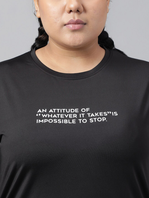 MKH Plus Size Typography Printed Relaxed Fit Dri-FIT T-shirt - Image 2