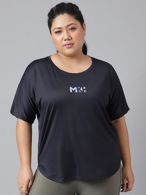 MKH Plus Size Typography Printed Drop Shoulder Sleeves Dri FIT Relaxed Fit Sports T-shirt