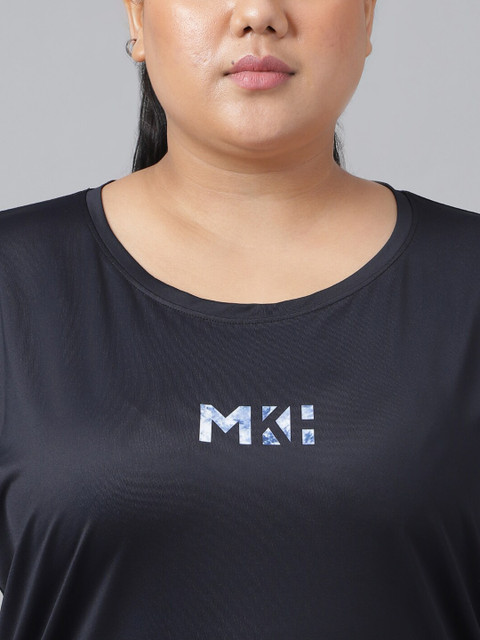 MKH Plus Size Typography Printed Drop Shoulder Sleeves Dri FIT Relaxed Fit Sports T-shirt - Image 2