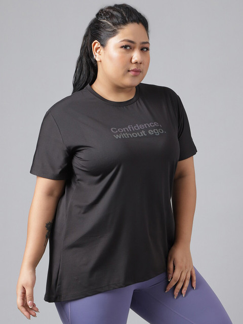 MKH Plus Size Typography Printed Relaxed Fit Dri-FIT T-shirt - Image 3